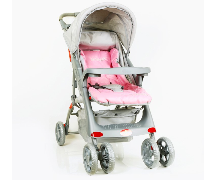 Baby plus BP4959PINK/GREY Sunshade Canopy Stroller - Pink and Grey - Zoom Image 1