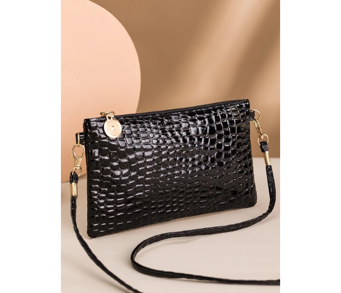 Leather Crocodile Pattern Handbag For Women - Black - Zoom Image 2