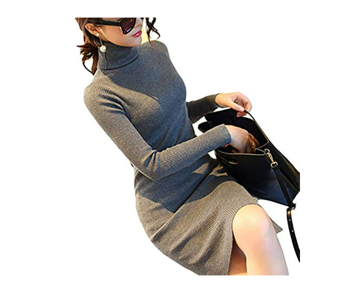 Autumn Winter womens Free Size vintage Turtleneck Elegant Long Sleeves dress - Assorted Colors - Zoom Image 8