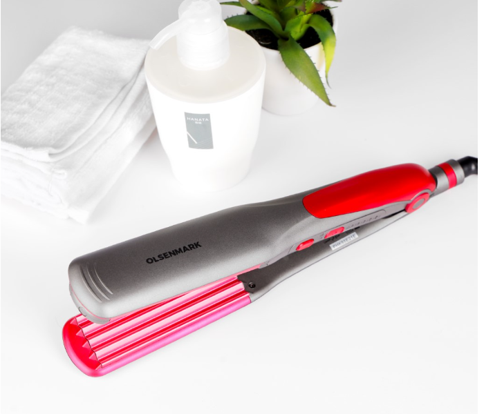 Olsenmark OMH4085 Wide Floating Plate 2-in-1 Hair Straightener - Grey and Red - Zoom Image 4