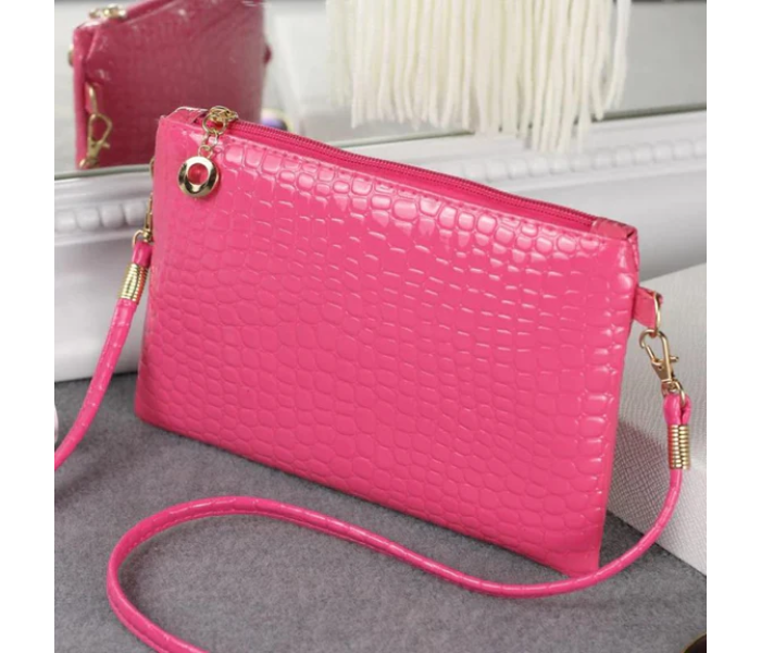 Leather Crocodile Pattern Handbag For Women - Pink - Zoom Image 3