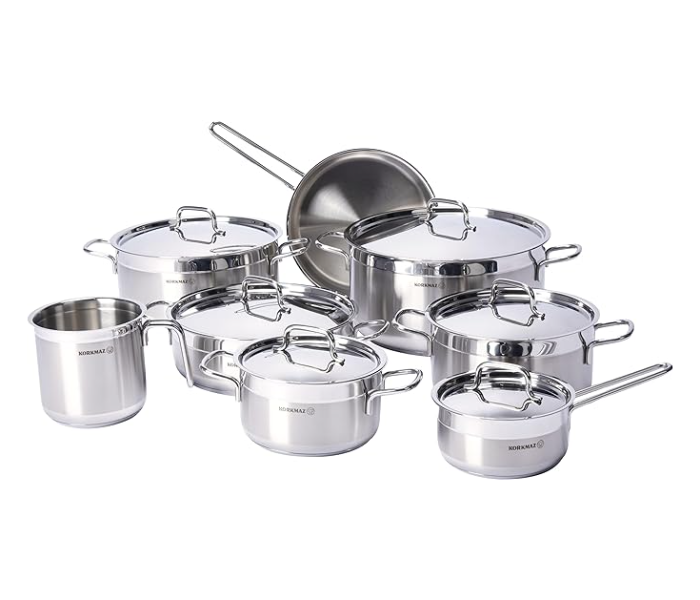 Korkmaz A1089 Alfa Grande Cookware Set (14 Pcs) - Silver - Zoom Image 1