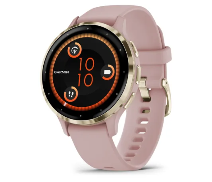 Garmin 010-02785-03 Soft Gold Stainless Steel Bezel with Dust Rose Case and Silicone Strap Smart Watch - Zoom Image 1