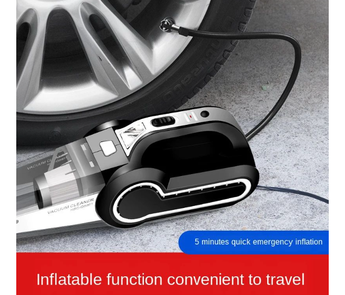 Generic 4-in-1 Car Vacuum Cleaner Tire Inflator Portable Air Compressor with Tire Pressure - Zoom Image 1