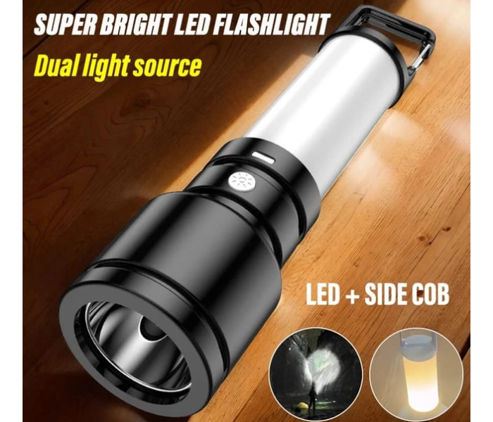 Generic High Power Led Flashlight Rechargeable Camping Lamp Lantern With Side Light Waterproof Outdoor Portable Light With Tail Hook - Zoom Image 1