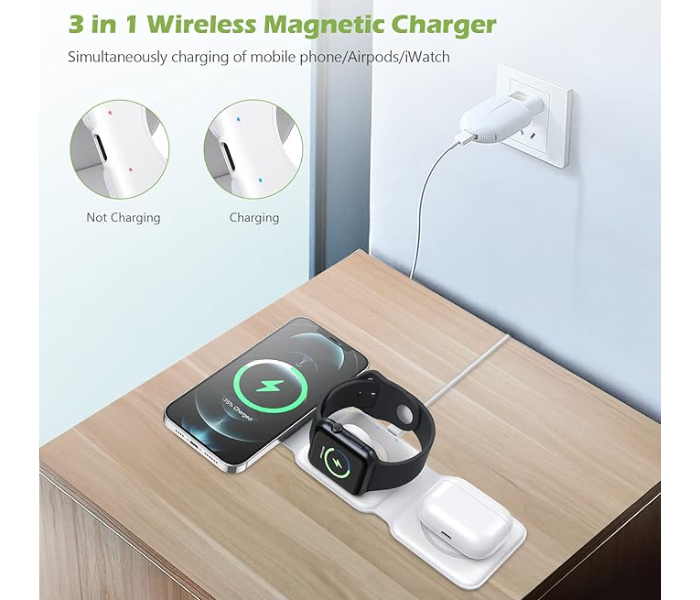 Generic 3 in 1 Foldable Wireless Charger Magnetic Wireless Charging Station - Zoom Image 2