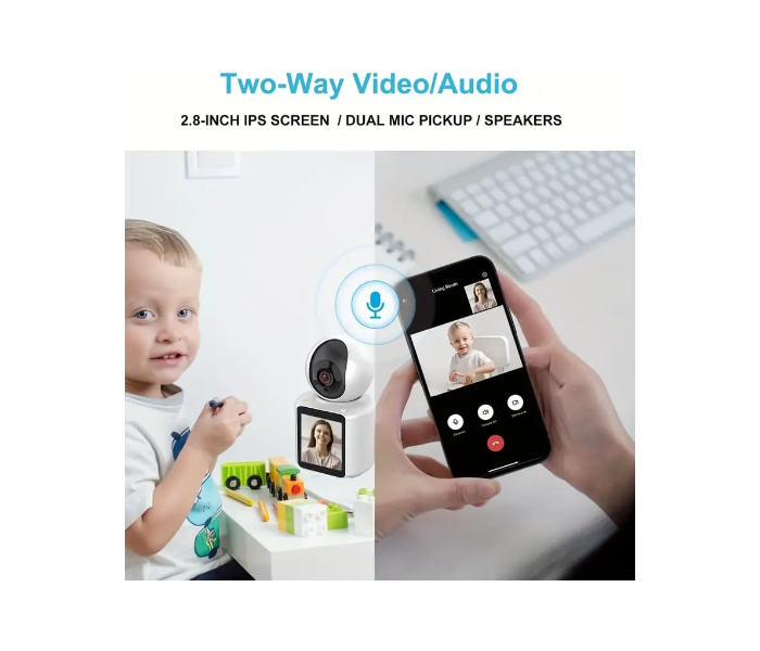 Generic Video Calling Camera with 2.8 inch HD Screen,1080P Video Indoor Camera Actively Call with Phone App, Pet Camera - Zoom Image 2