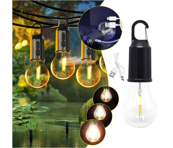 Portable Rechargeable Outdoor Camping Hanging Type-C Charging Retro Bulb Decoration Light - Zoom Image 2