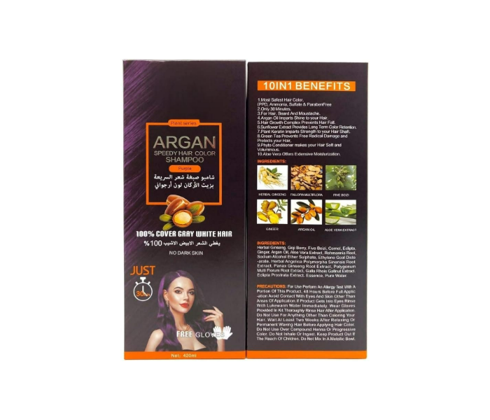  Argan Oil Speedy Hair Color Shampoo Unisex 420ml Natural Black   - Zoom Image 1