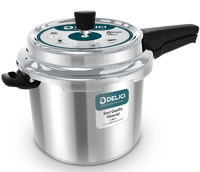 Delici ADPC5E 5Litre Dripless Aluminium Pressure Cooker - Silver - Zoom Image 1