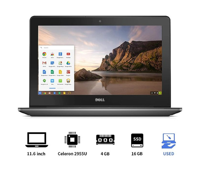 Dell ChromeBook 3180  4GB Ram 16GB SSD 11.6 Inch Display Refurbished - Black - Zoom Image 2