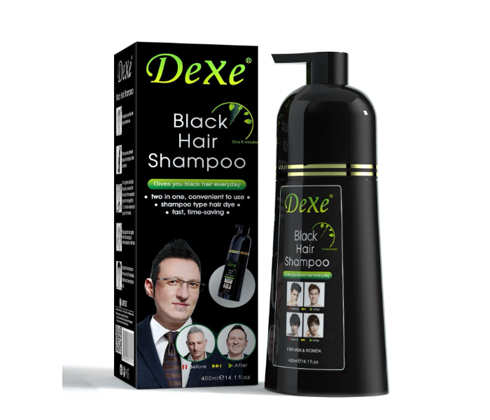 Dexe Natural Instant Black Hair Dye Shampoo for Men And Women 400 ml With Fast Acting Natural Ingredients - Zoom Image 1