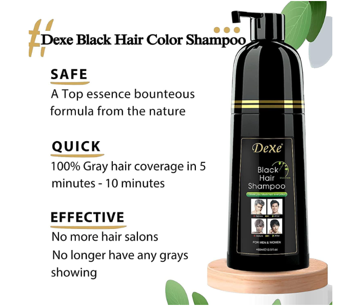 Dexe Natural Instant Black Hair Dye Shampoo for Men And Women 400 ml With Fast Acting Natural Ingredients - Zoom Image 4