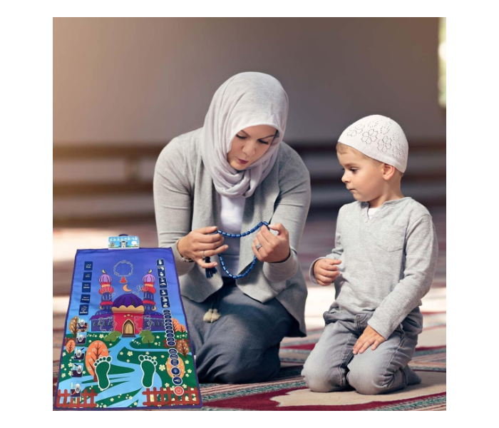 Smart Educational Prayer Mat for Kids, Prayer Rug Electronic Islamic Prayer Mat with Worship Step Guide for Kids Toddlers ＆ Ramadan Gifts 110 x 70cm - Zoom Image 4