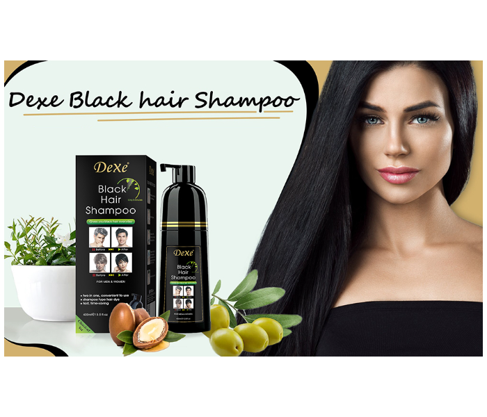 Dexe Natural Instant Black Hair Dye Shampoo for Men And Women 400 ml With Fast Acting Natural Ingredients - Zoom Image 5