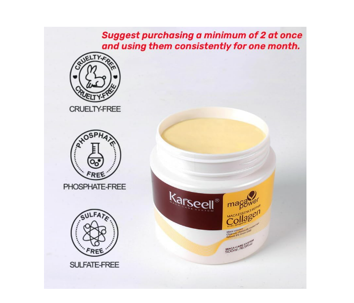 Karseell Collagen Hair Treatment Deep Repair Conditioning Argan Oil Collagen Hair Mask for Dry Damaged Hair All Hair 500ml - Zoom Image 4