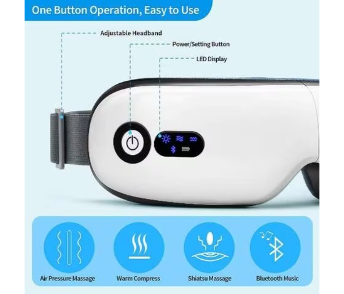 Eye Massager Heating Eyes Mask With Music Airbag Massage For Migraines, Dry Eye, Eye Strain, Dark Circles Relief Improve Sleep - Zoom Image 2