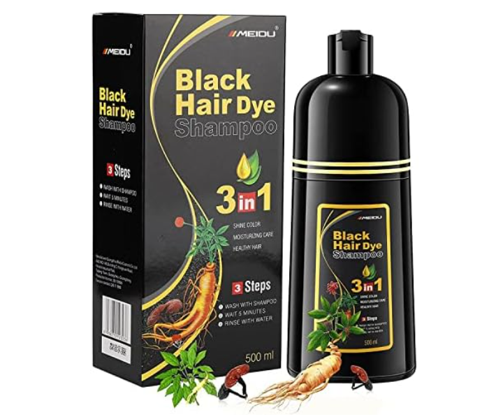 3 in 1 Instant Black Hair Deye Color Shampoo Easy To Use And Long Lasting, Organic Natural Fast Hair Dye, 100% Grey Coverage in Minutes for Women & Men - Zoom Image 1