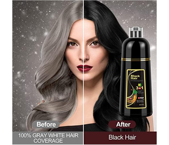 3 in 1 Instant Black Hair Deye Color Shampoo Easy To Use And Long Lasting, Organic Natural Fast Hair Dye, 100% Grey Coverage in Minutes for Women & Men - Zoom Image 3