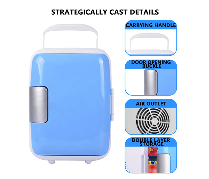 DLC 48W Portable 4L Mini Cooler, Warmer Fridge Refrigerator For Home And Car Use - Blue And White  - Zoom Image 3