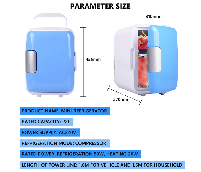 DLC 48W Portable 4L Mini Cooler, Warmer Fridge Refrigerator For Home And Car Use - Blue And White  - Zoom Image 6