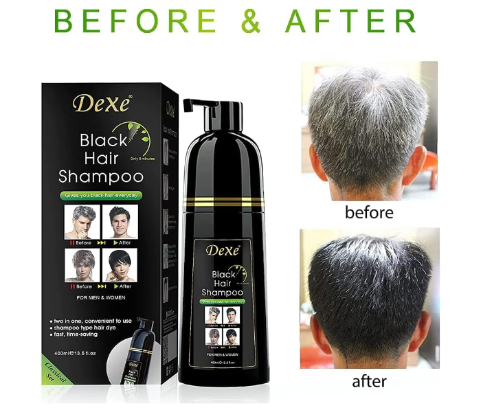 High Quality Natural Instant Black Hair Dye Shampoo for Men And Women 400 ml With Fast Acting Natural Ingredients - Zoom Image 3