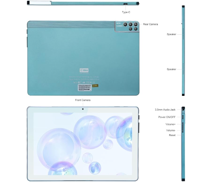 C idea CM7000plus 10 inch Smart Tablet - 5G Android HD Face Unlock Tab - 6000mAh Dual-Sim Wifi Zoom Supported Tablet Pc With Bluetooth Keyboard and Protective Case - Assorted Colors - Zoom Image 5
