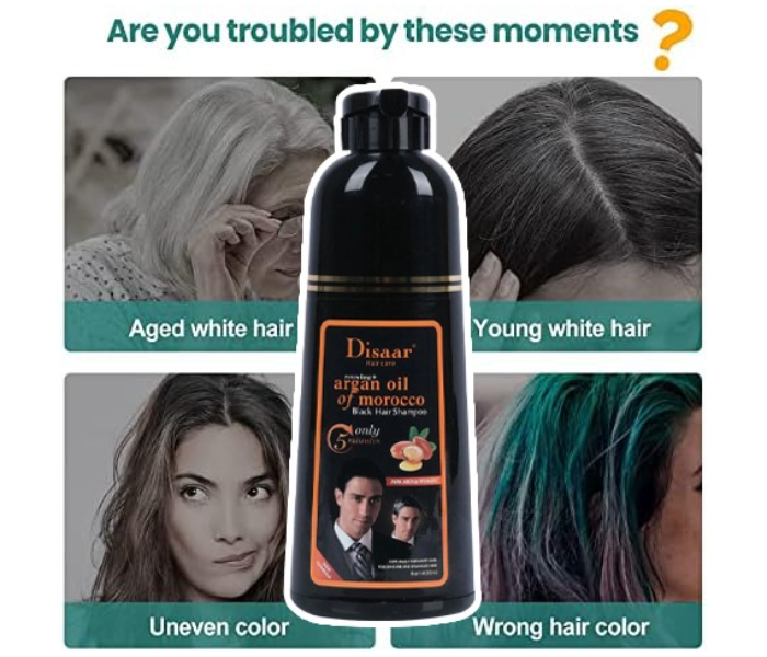 Dissar Instant Black Hair Deye Color Shampoo Easy To Use And Long Lasting 100% Grey Coverage in Minutes for Women & Men - Zoom Image 1