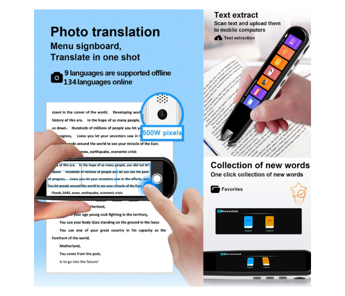 Translation Pen Scan Reader Pen Text to Speech Device Language Translator Device Support 134 Languages OCR Reader Pen Photo and Text & Voice Translation Device - Zoom Image 5