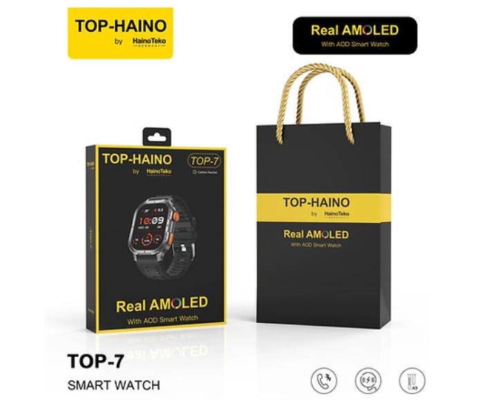 TOP-Haino TOP 7 Real AMOLED Display Full Screen Series 9 Smart Watch With 3 Pair Straps Wireless Charger And Pen - Zoom Image 2