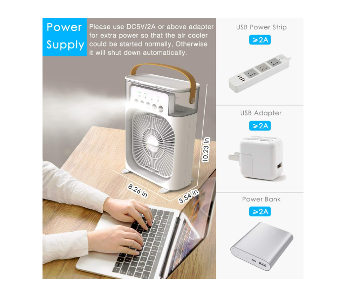 portable Super Strong Air Conditioner  USB Fan Mini Humidifier Cooler Fan 3 Gear  - Zoom Image 3