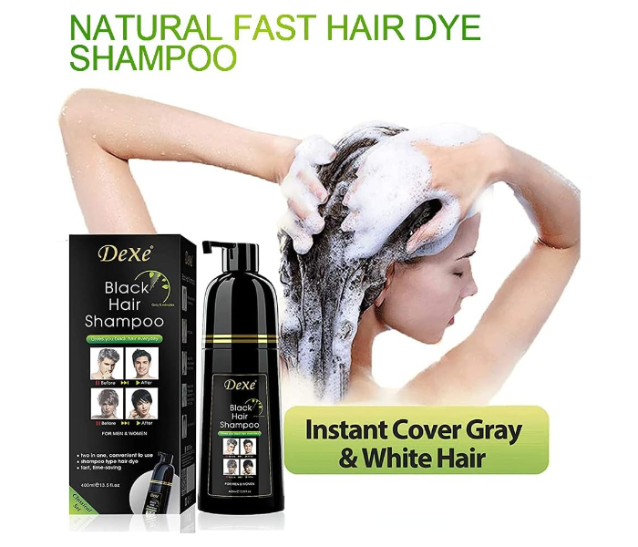 High Quality Natural Instant Black Hair Dye Shampoo for Men And Women 400 ml With Fast Acting Natural Ingredients - Zoom Image 2