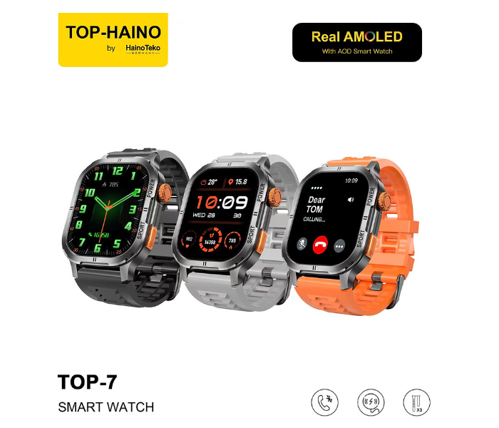 TOP-Haino TOP 7 Real AMOLED Display Full Screen Series 9 Smart Watch With 3 Pair Straps Wireless Charger And Pen - Zoom Image 1