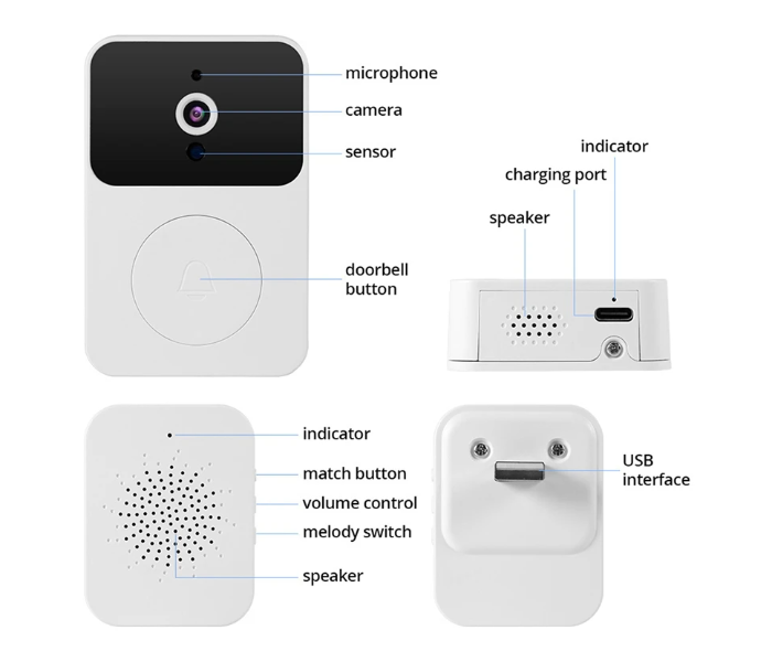 X9 Wifi Intelligent Visual Wireless Video Security Doorbell With Night Vision Voice Dialogue Call Remote Camera For Home Door - Zoom Image 5