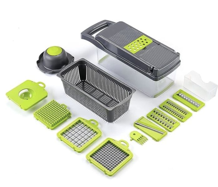 Multifunctional 14 in 1 Veggie Slicer Fruits, Vegetable Chopper, Food Dicer Cutter Peeler - Zoom Image 1