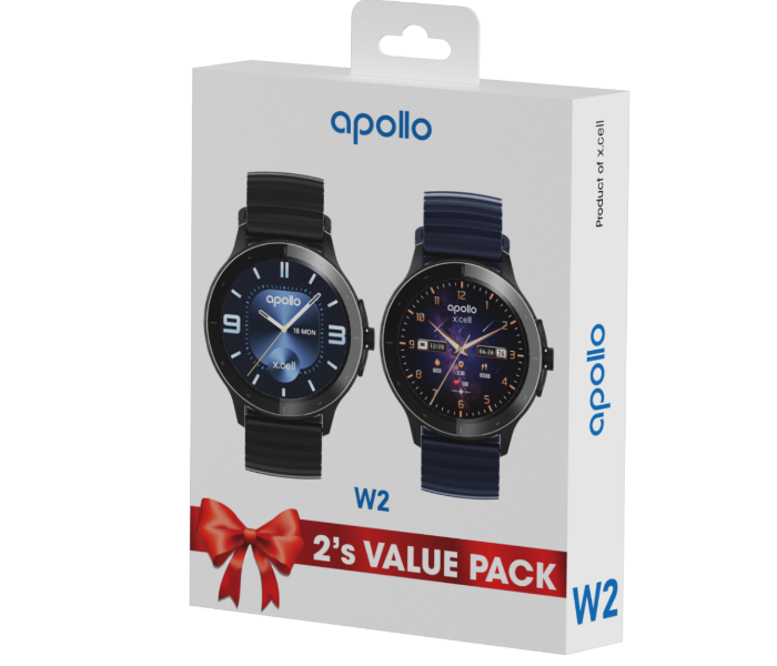 Xcell Apollo W2 Smartwatch Combo of Black and Blue - Zoom Image 1