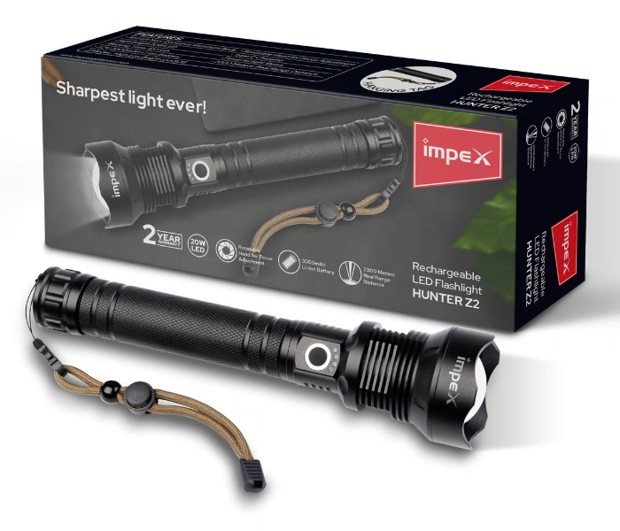 Impex HUNTER Z2 Rechargeable LED Flashlight - Black - Zoom Image 2