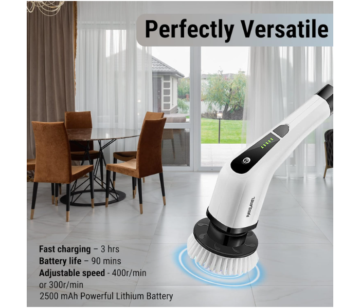 9 In 1 Electric Expandable Cordless Cleaning Brush With Electric Rotary Floor Scrubber, Adjustable Extension Handle, 360 Cordless Cleaning Brush For Tile, Floor, Wall Bathroom, Bathtub, Kitchen - Zoom Image 2