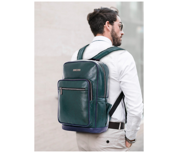 Para John PJBP6665 16Inch Genuine Leather Backpack - Green - Zoom Image 4