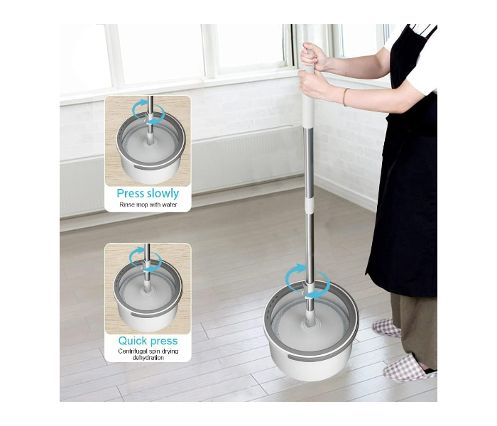 Portable Spin Mop and Bucket Set 360°Flat Mop with Self Separation Dirty and Clean Water System 2Pcs Mop Towels - Zoom Image 5