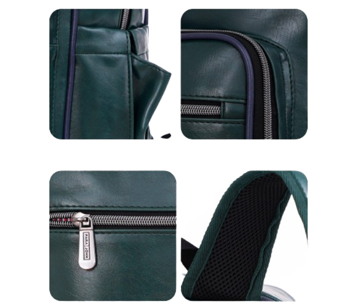 Para John PJBP6665 16Inch Genuine Leather Backpack - Green - Zoom Image 3