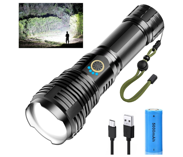 P90 Super Light Rechargeable Led Zoomable Flashlight Aerospace Aluminum Alloy - Zoom Image 2