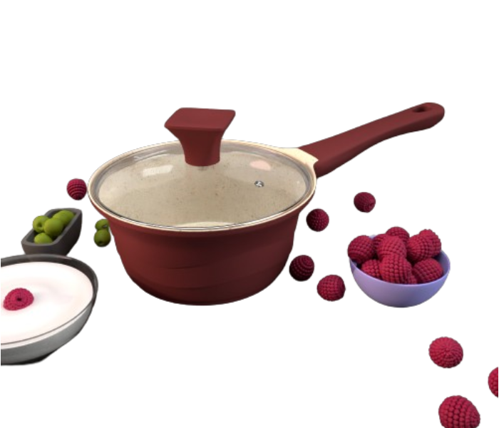 Delici DGDN MP16M Granite Coated Die Cast Aluminium Milk Pan - Maroon - Zoom Image 4