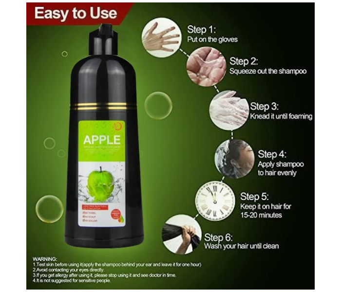 Apple Black Hair Deye Color Shampoo Easy To Use And Long Lasting 100% Grey Coverage in Minutes for Women & Men - Zoom Image 5