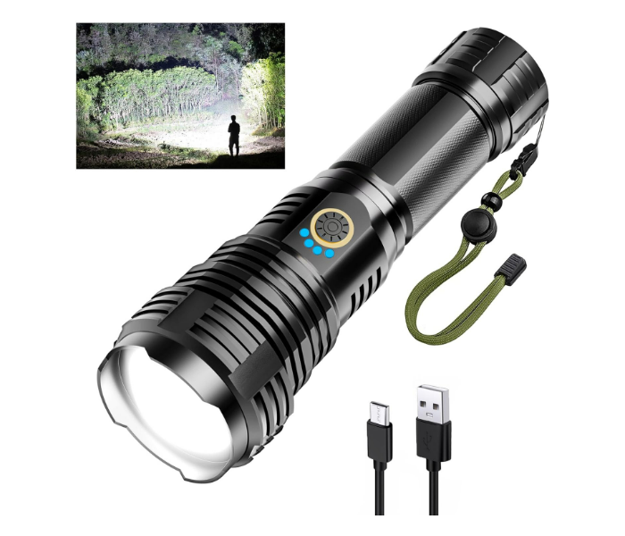 Maxpower German XH90 4 LED Rechargeable Zoomable Flashlight Gun Metal Body - Zoom Image 2