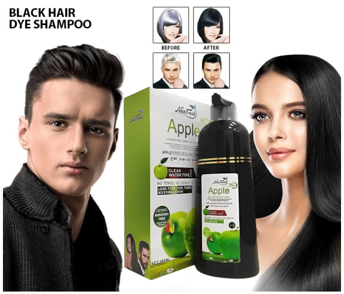 Apple Black Hair Deye Color Shampoo Easy To Use And Long Lasting 100% Grey Coverage in Minutes for Women & Men - Zoom Image 1