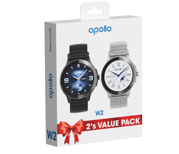 Xcell Apollo W2 Smartwatch Combo of Black and White - Zoom Image 1