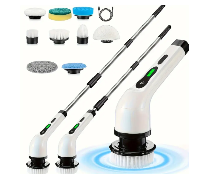 9 In 1 Electric Expandable Cordless Cleaning Brush With Electric Rotary Floor Scrubber, Adjustable Extension Handle, 360 Cordless Cleaning Brush For Tile, Floor, Wall Bathroom, Bathtub, Kitchen - Zoom Image 1