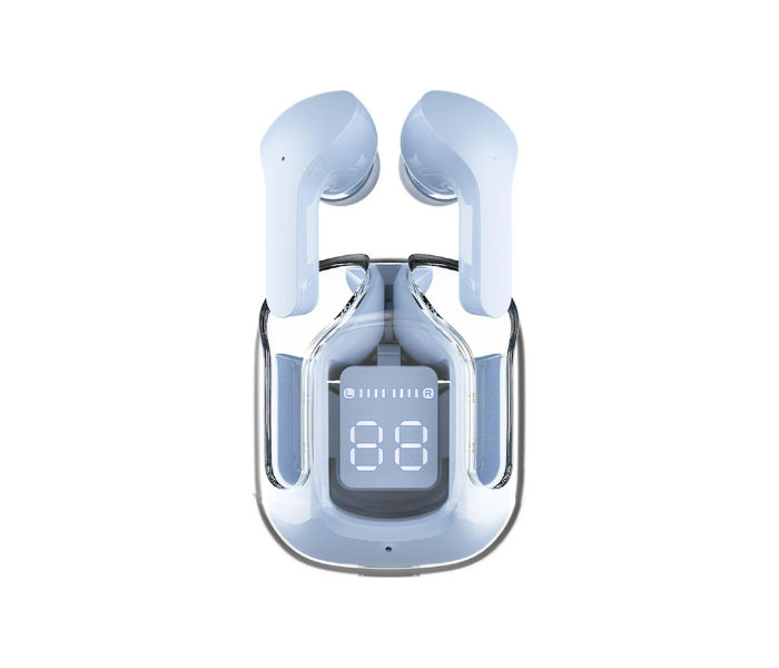  ULTRAPODS MAX EARBUDS WITH CRYSTAL TRANSPARENT CASE BLUETOOTH 5.3 IPX4 Waterproof EARBUDS -Blue - Zoom Image 1