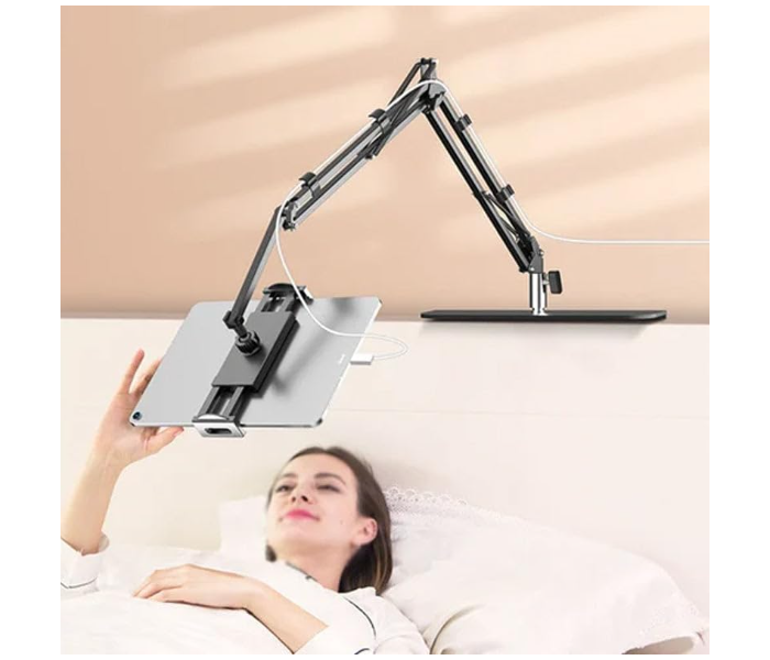 Multi-function Retractable Lazy Hidden Bedside Phone Tablet Holder Insertable Slit and Clip-On Cell Phone Tablet Holder Foldable Phone Tablet Holder for Bed, Sofa and Desk - Zoom Image 2